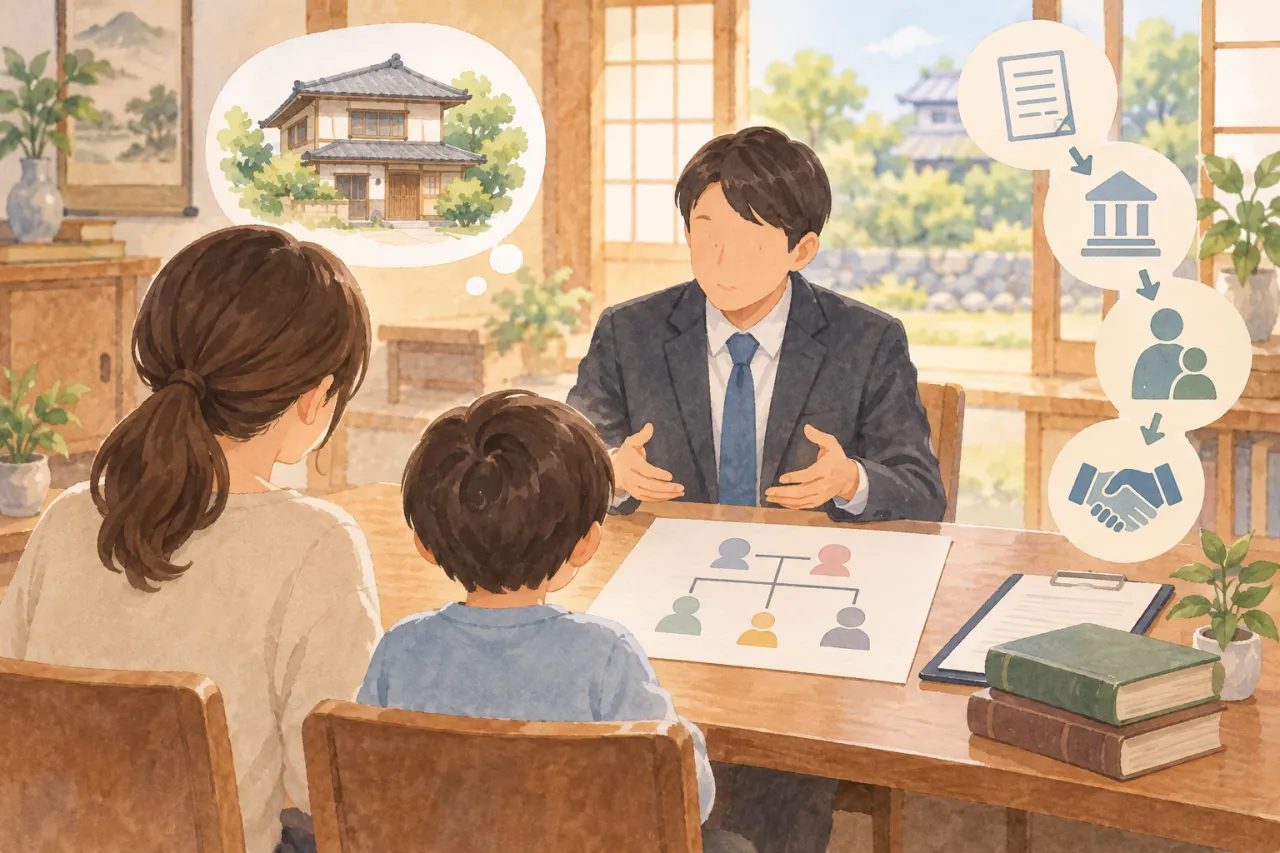 未成年の相続人がいる家の権利と売却手順を整理する生成イラスト